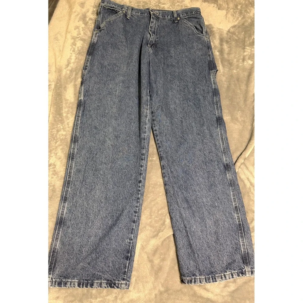 Wrangler Authentics Mens Carpenter Jeans Blue Denim 34x30 Loose Fit 94ASEODV